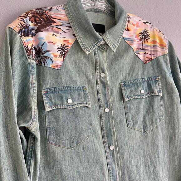Le Superbe Surf Cowboy Pearl Button Western Shirt Sun Faded Denim Revolve Sz 8 - Picture 3 of 12